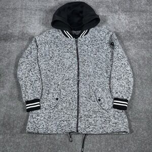 Madden‎ NYC Jacket Women's Medium Heathered Black Full Zip Detachable Hood